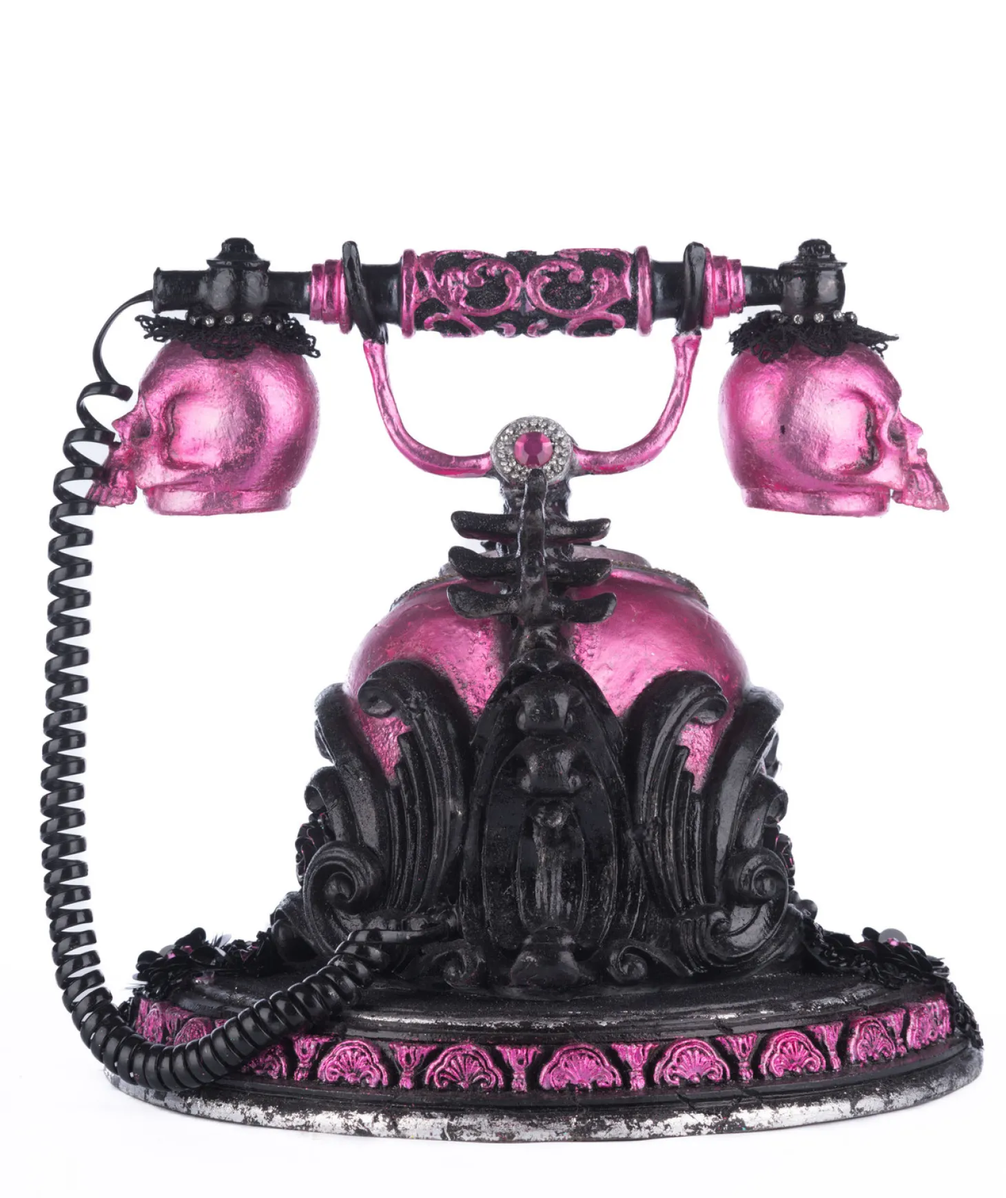 Katherine's Collection 11" Skull And Roses Phone Tabletop Halloween Decor 28-428149