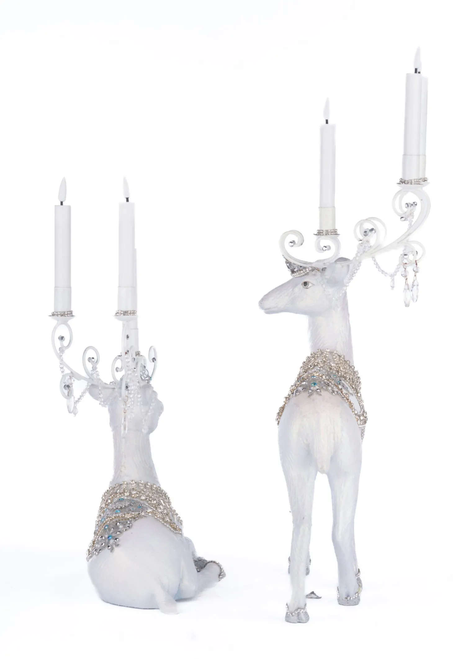 Katherine's Collection Crystal Christmas Standing Or Sitting Deer Christmas Candleholder