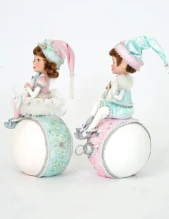 Katherine's Collection Frost And Tenderness Christmas Elves On Ornaments Set Of 2 28-228677
