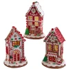 Kurt Adler 8.5" Battery Operated Lighted Red And White Gingerbread Houses GBJ0037