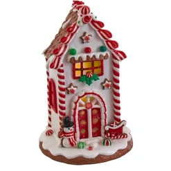 Kurt Adler 8.5" Battery Operated Lighted Red And White Gingerbread Houses GBJ0037