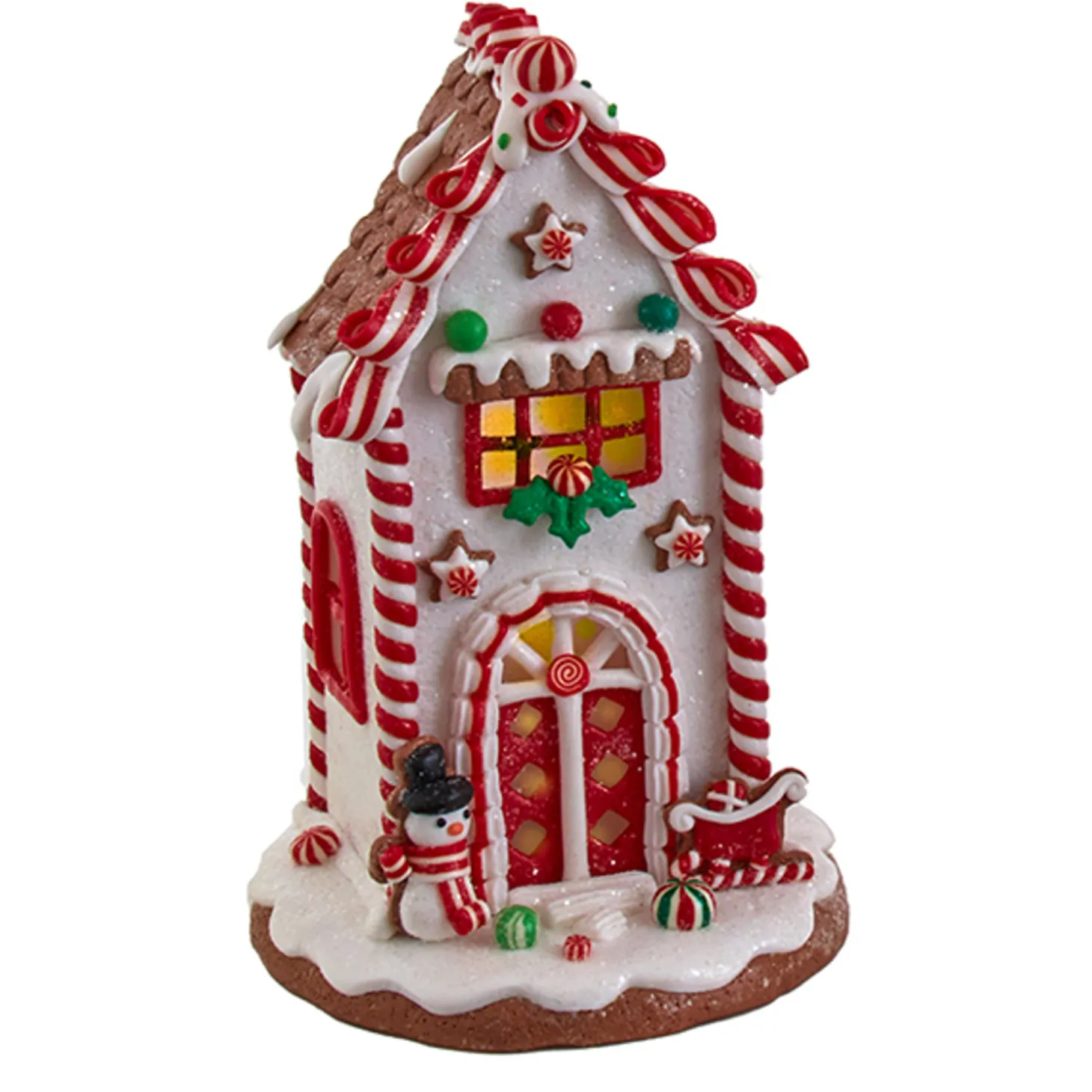Kurt Adler 8.5" Battery Operated Lighted Red And White Gingerbread Houses GBJ0037