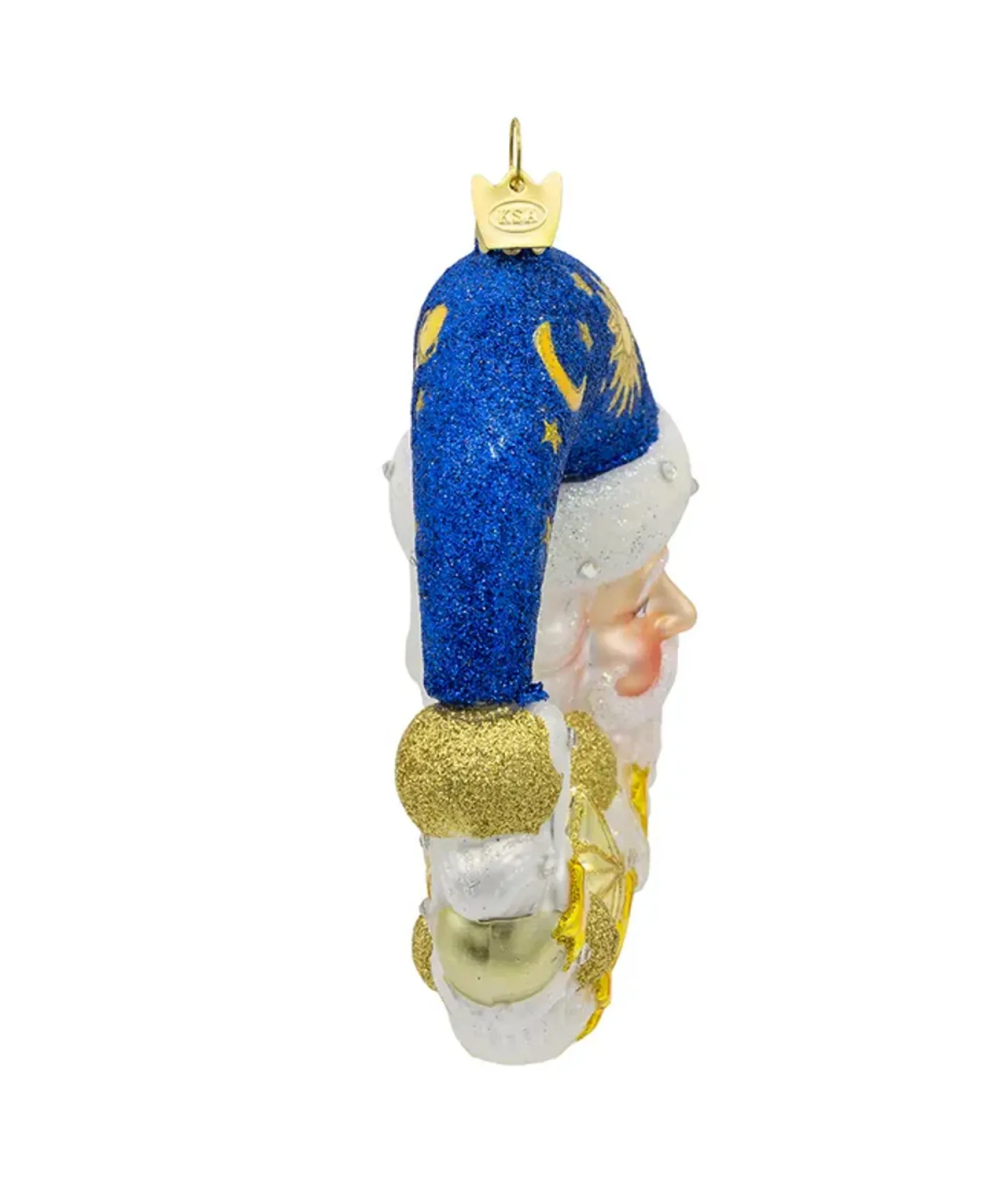 Kurt Adler 5" Bellissimo Moon Santa Glass Christmas Ornament BELL0036