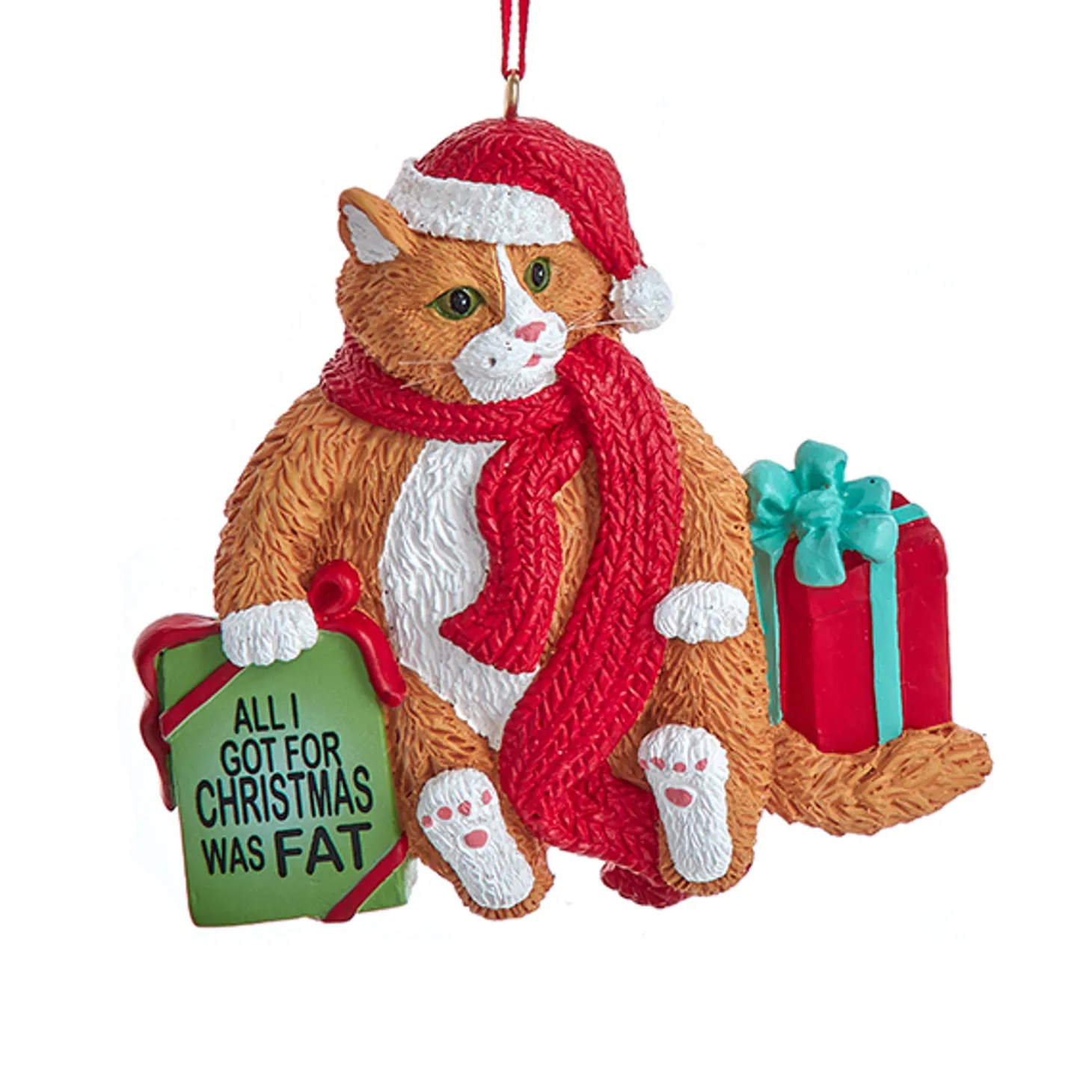 Kurt Adler 3.5" Fat Cat Christmas Ornament A2220