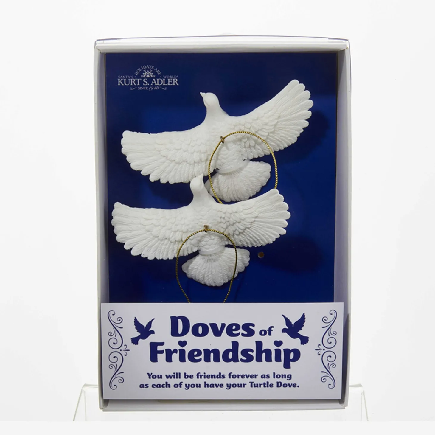 Kurt Adler 4.5" Friendship Dove Christmas Ornaments Set Of 2 C6699