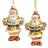 Kurt Adler 4.5" Gold And White Santa With Bee Banner Glass Christmas Ornament T2707