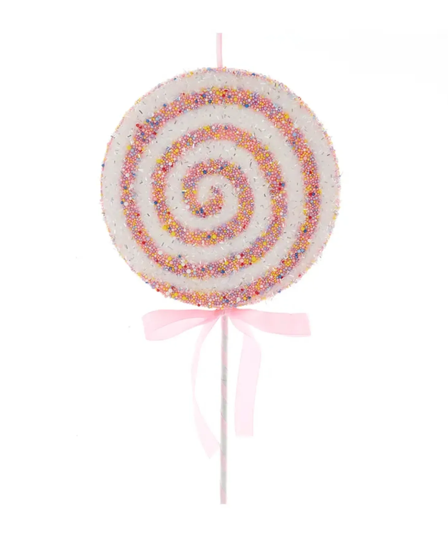 Kurt Adler 21" Large Pink And White Sprinkled Lollipop Christmas Tree Pick D4422