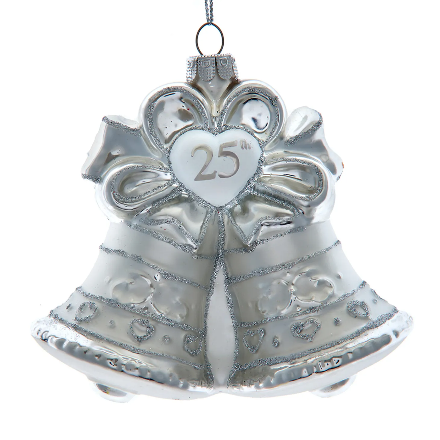 Kurt Adler 4.5" Noble Gems "25th Anniversary" Bell Glass Christmas Ornament NBX0105