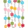 Kurt Adler 6' Peppermint Candy Frosted With Pom Poms Christmas Tree Garland D4597