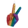 Kurt Adler 5.75" Pride Peace Hand Glass Christmas Ornament T3715