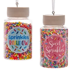 Kurt Adler 3.3" Set Of 2 Cookie Sprinkles Jar Christmas Ornament D4226
