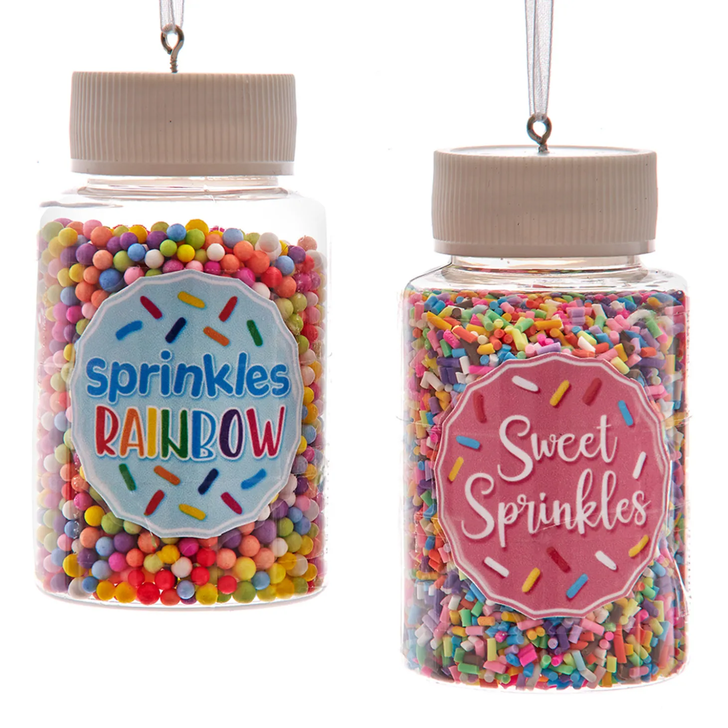 Kurt Adler 3.3" Set Of 2 Cookie Sprinkles Jar Christmas Ornament D4226