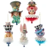 Kurt Adler 6" Set Of 5 Hollywood Hats Alice In Wonderland Hat Christmas Ornaments HAT0007