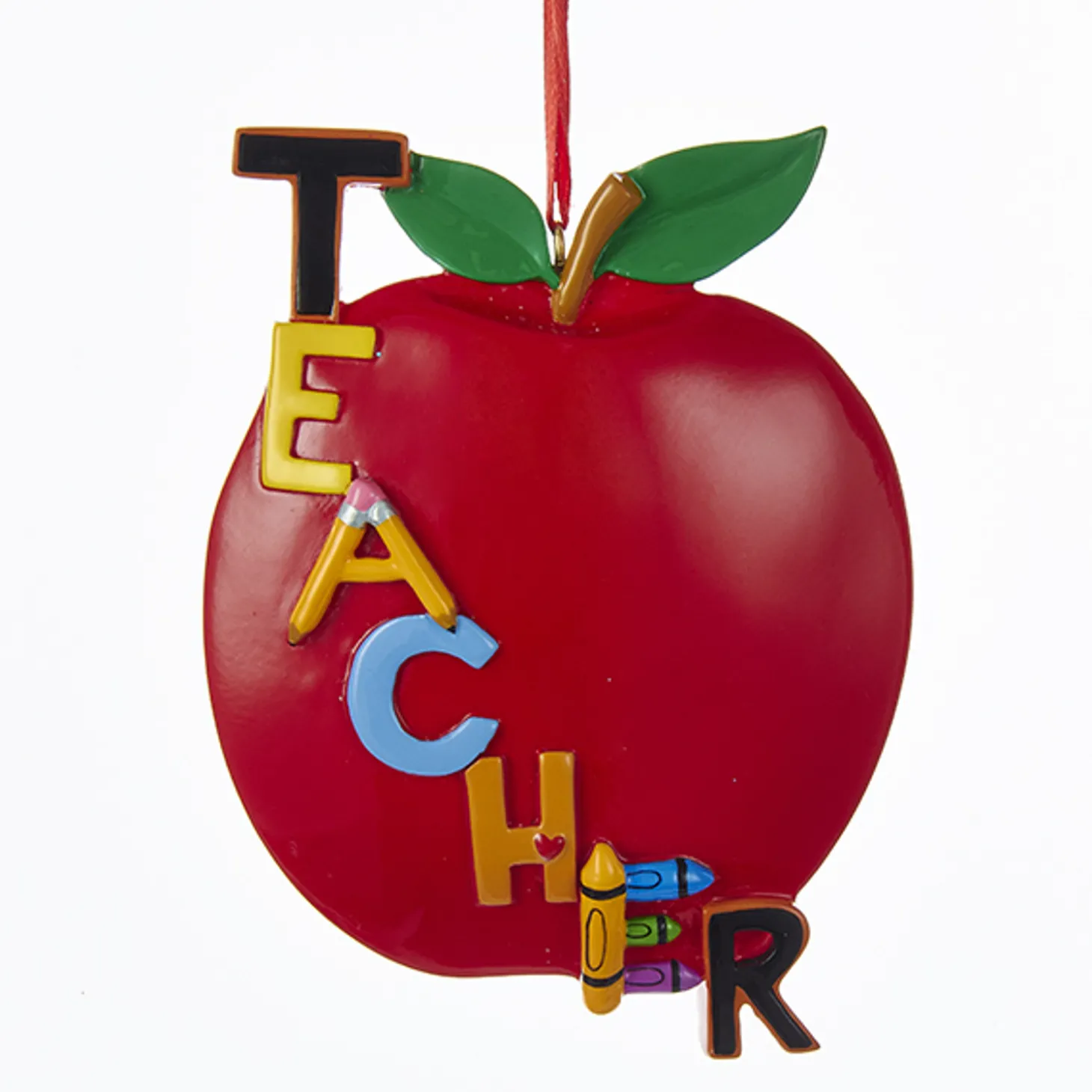 Kurt Adler 5" Teacher's Apple Personalized Christmas Ornament C6559