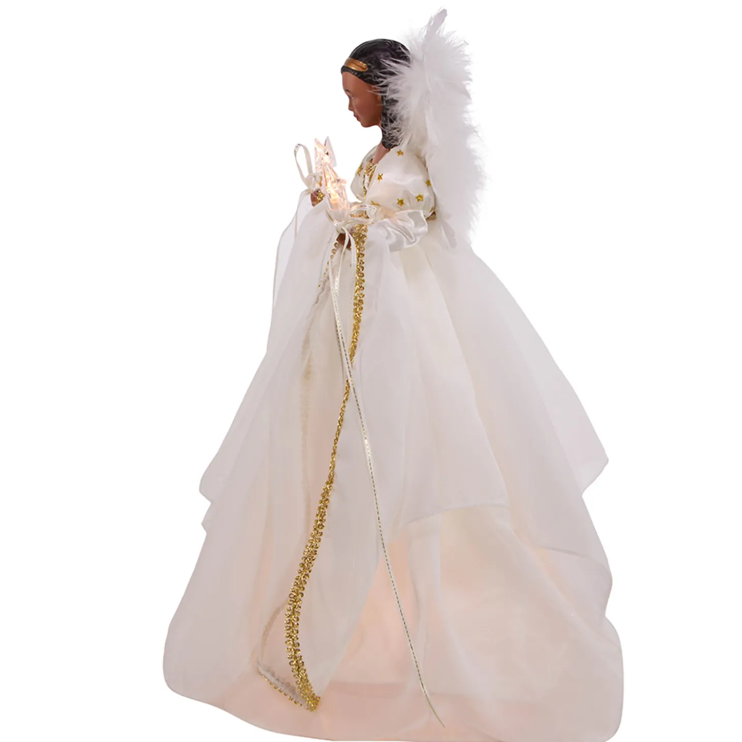 Kurt Adler 12" UL 10-Light African American Ivory And Gold Christmas Tree Topper UL2230