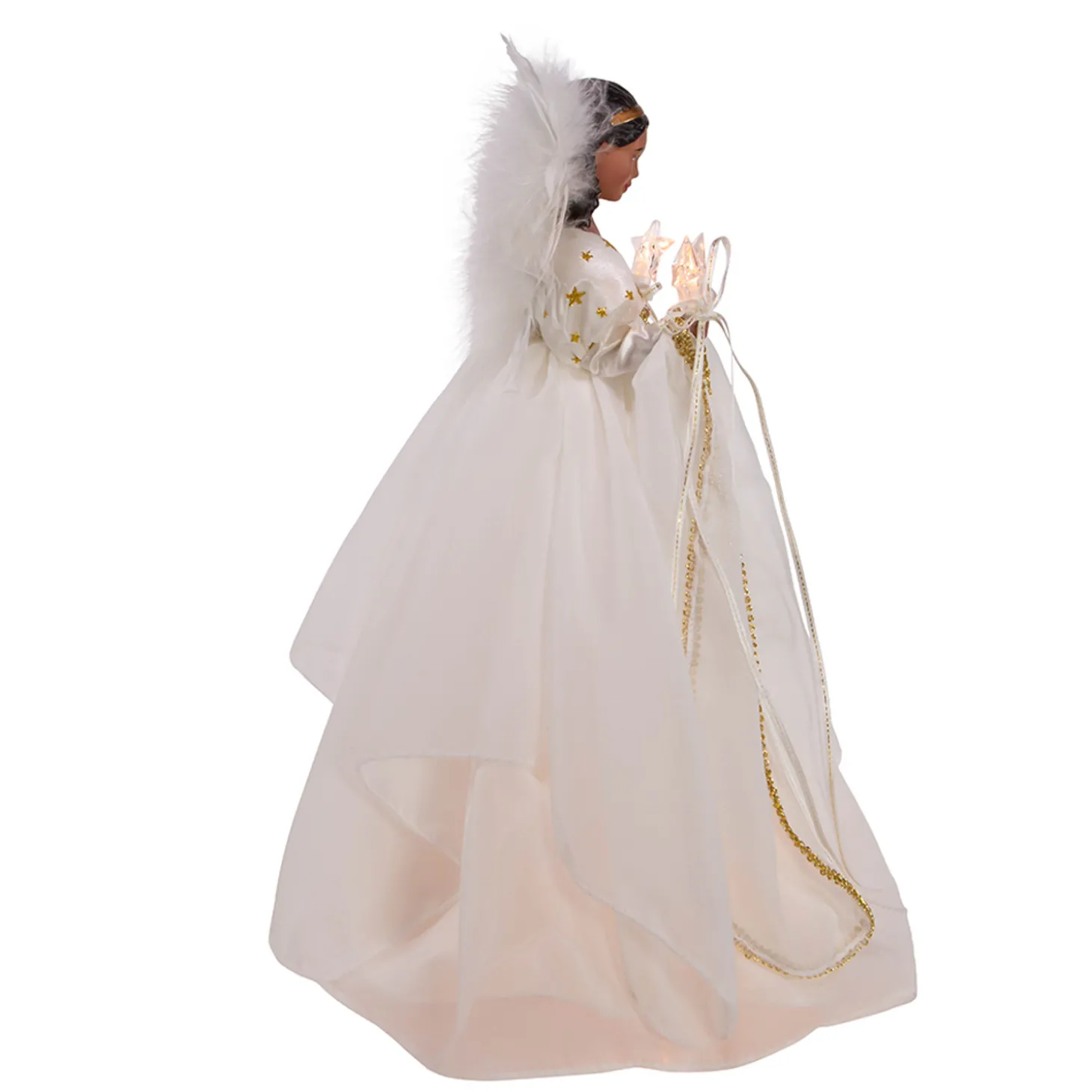 Kurt Adler 12" UL 10-Light African American Ivory And Gold Christmas Tree Topper UL2230