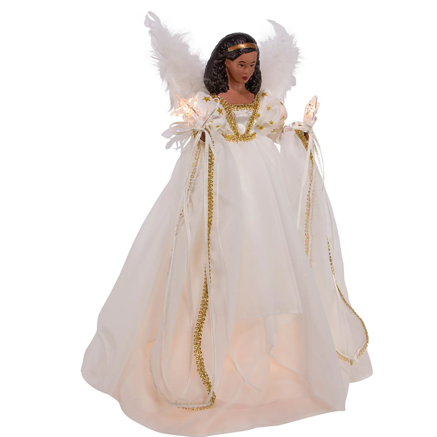 Kurt Adler 12" UL 10-Light African American Ivory And Gold Christmas Tree Topper UL2230
