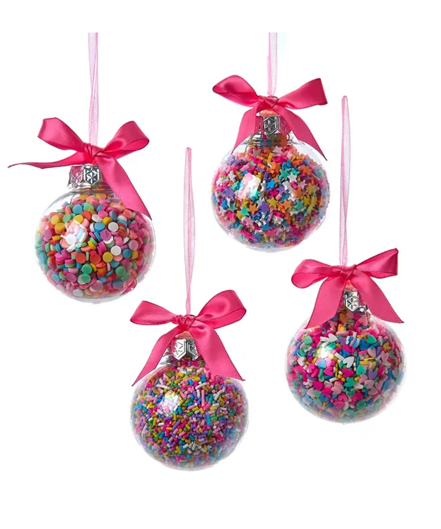 Kurt Adler 60MM Set Of 4 Bubblegum Balls With Sprinkles Christmas Ornaments D4419