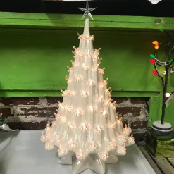 Large Lighted White Ceramic Ice Christmas Tree 23"