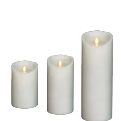 Liown 3.5" X 5", 7", Or 9" Moving Flame White Unscented Pillar Battery Candle