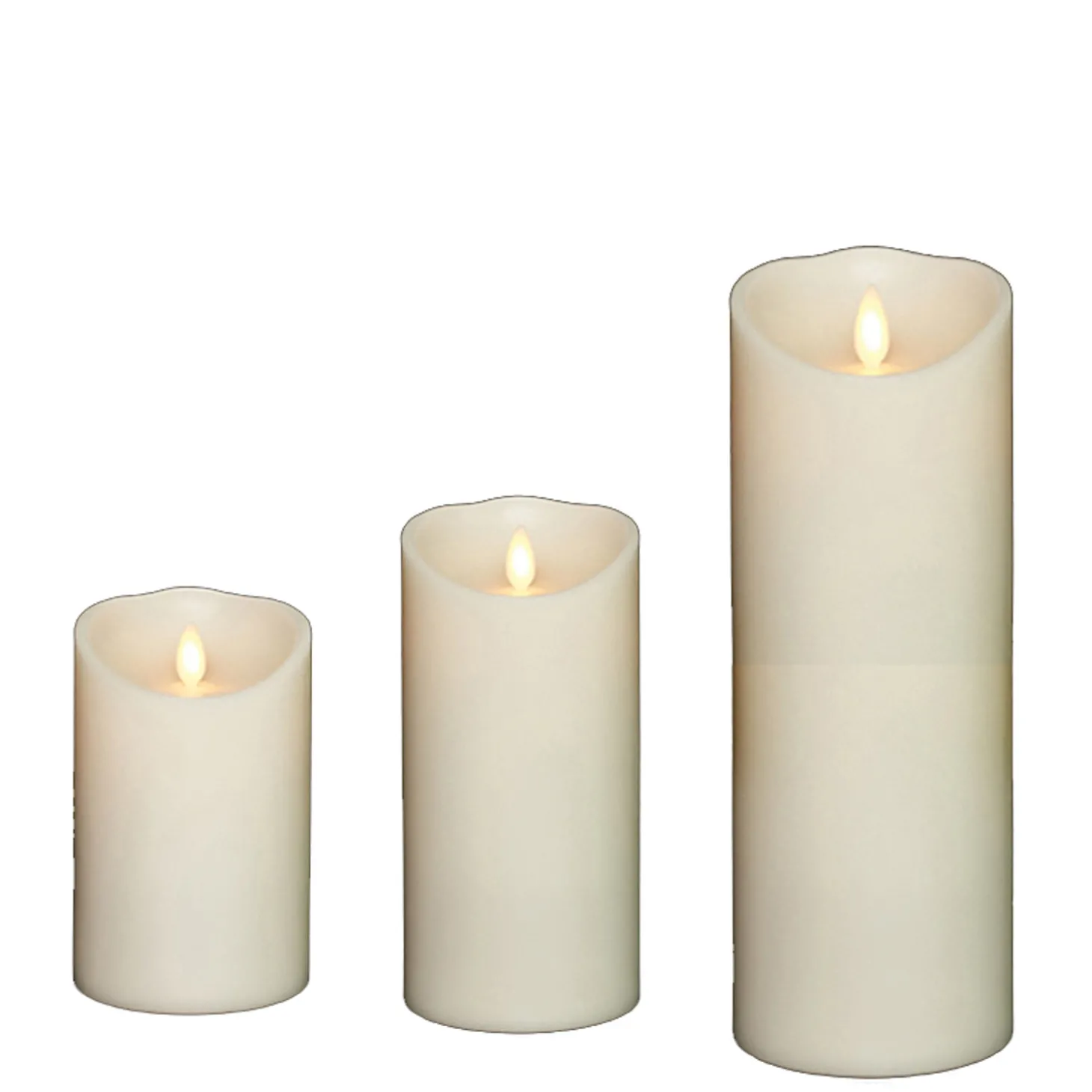 Liown 3.5" X 5", 7", Or 9" Moving Flame Ivory-Vanilla Scented Pillar Battery Candle
