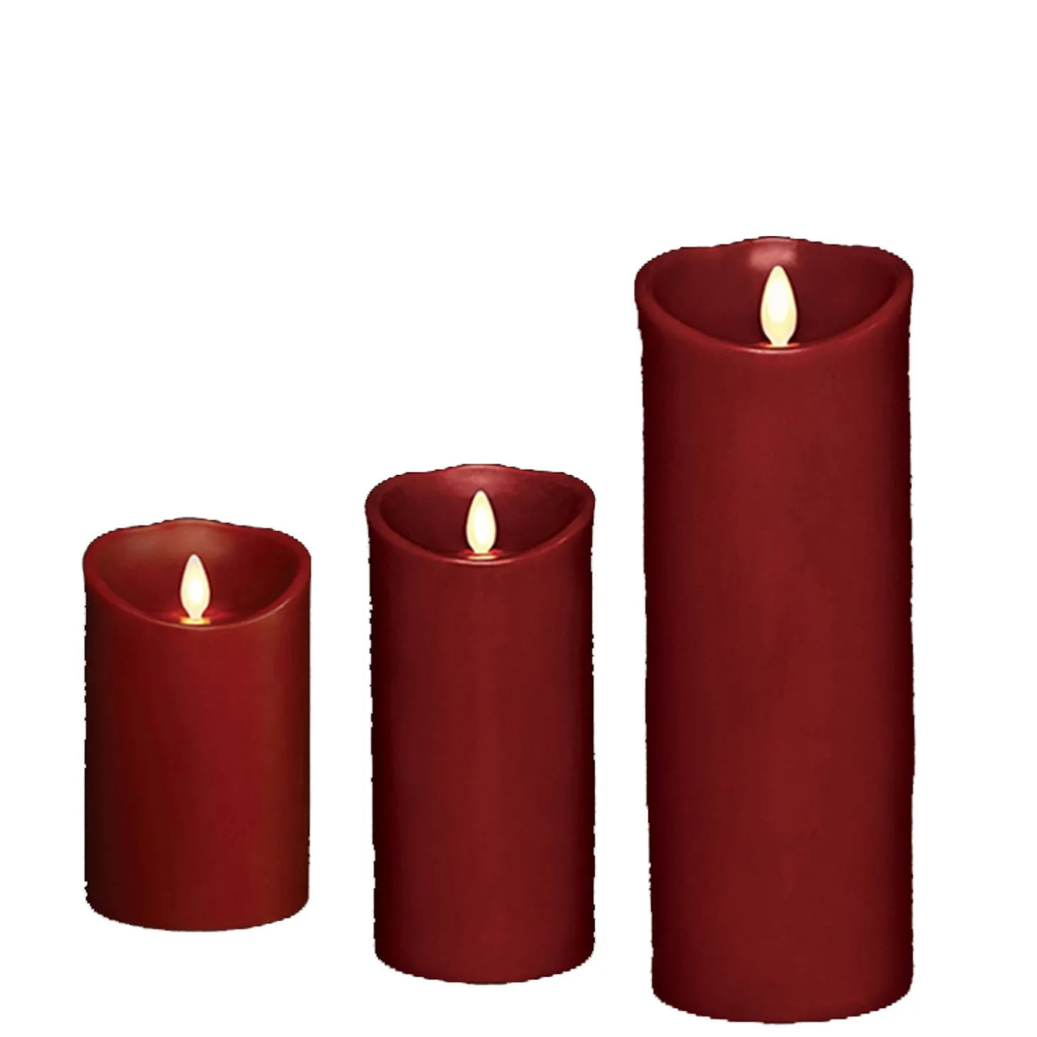 Liown 3.5" X 5", 7", Or 9" Moving Flame Burgundy Red-Cinnamon Scented Pillar Battery Candle