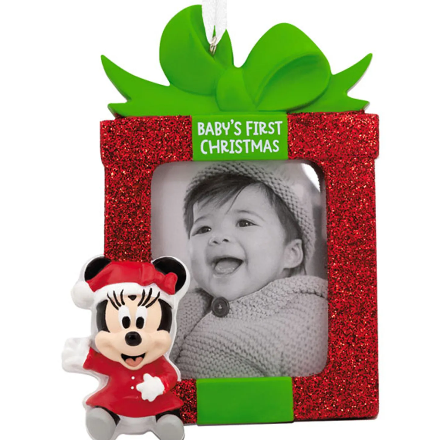 Minnie Baby's First Christmas Photo Holder Personalized Christmas Ornament 3HCM0995