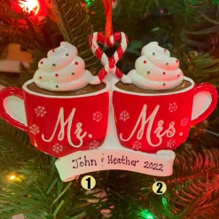 Mr. & Mrs. Hot Cocoa Personalized Christmas Ornament OR2345