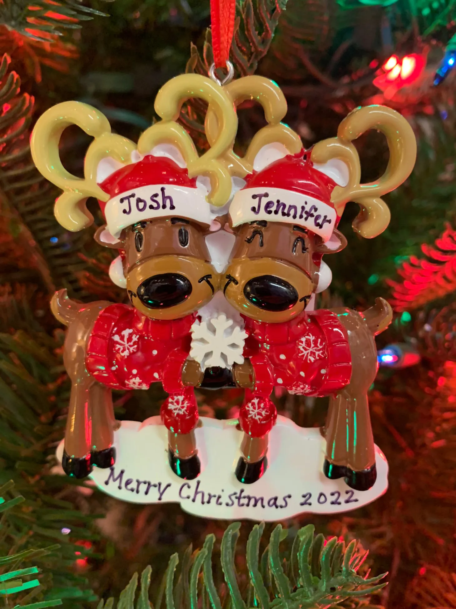 Mr. & Mrs. Reindeer Couple Personalized Christmas Ornament OR2256-2