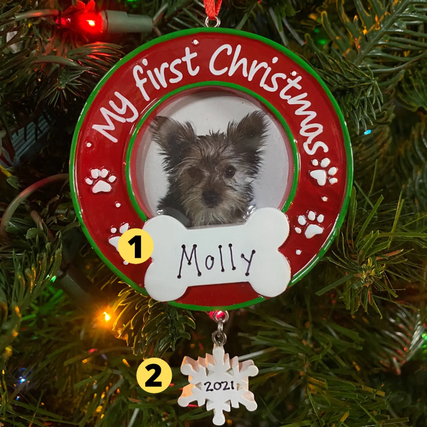 My First Christmas Dog Picture Frame Personalized Christmas Ornament PF1717