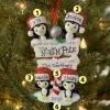 Penguin Family Of 4 At The North Pole Personalized Christmas Ornament OR1739-4