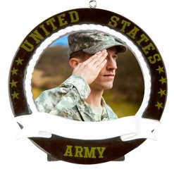 Personalized Black Army Frame Christmas Ornament