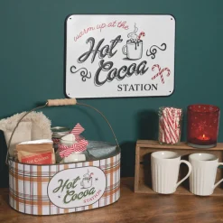 Primitives By Kathy 13.5" Hot Cocoa Station Metal Christmas Sign 119011