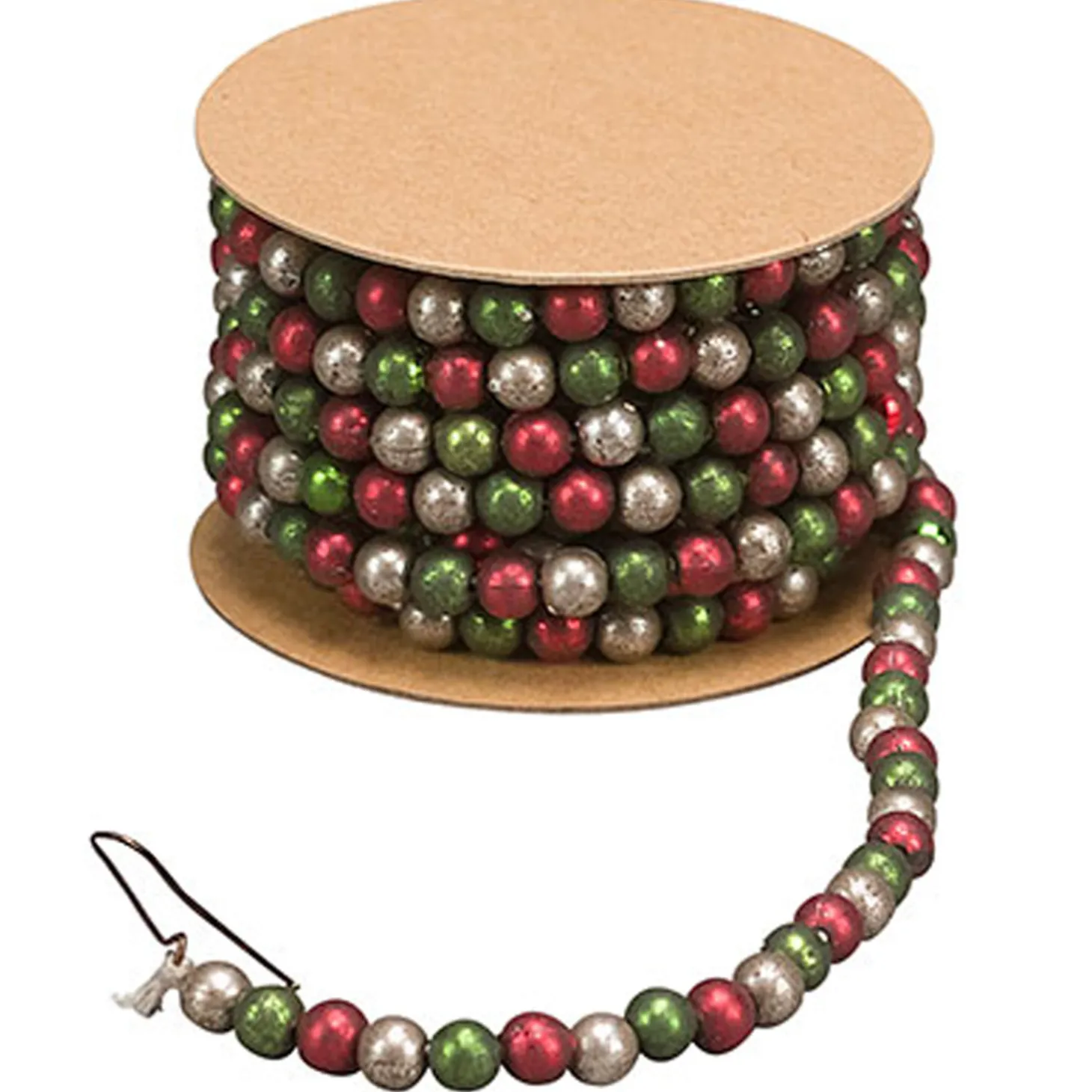 Primitives By Kathy 6' Mini Green And Red Beaded Christmas Tree Garland 21843