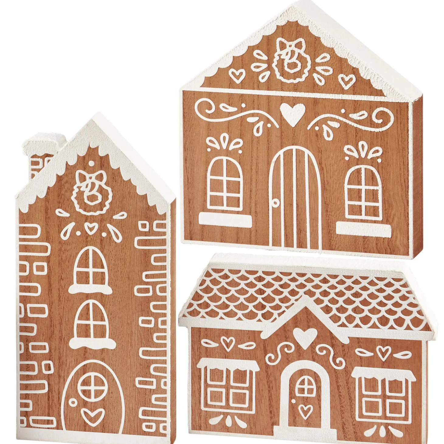 Primitives By Kathy Gingerbread House Chunky Sitter Set Of 3 Christmas Figures 119012