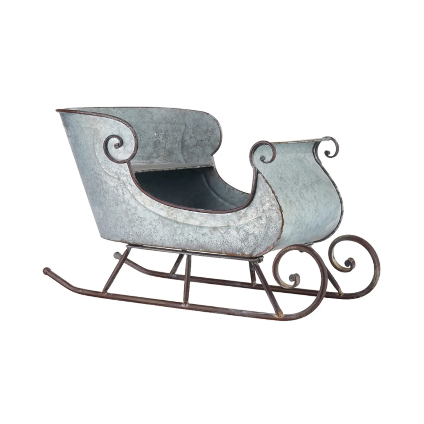 Raz 16.5" & 24.5" Galvanized Distressed Metal Sleighs Set Of 2 Christmas Decoration 4128884