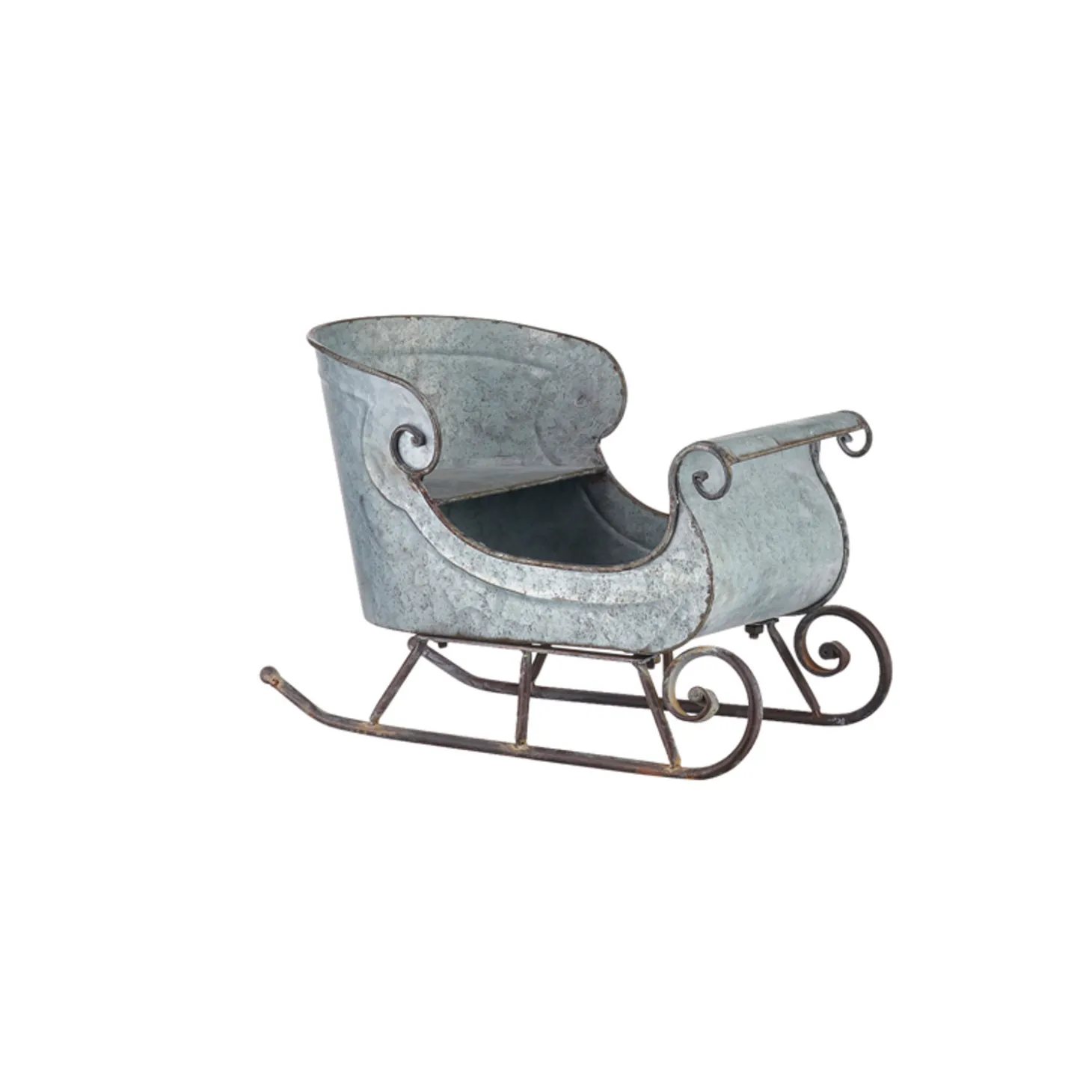 Raz 16.5" & 24.5" Galvanized Distressed Metal Sleighs Set Of 2 Christmas Decoration 4128884