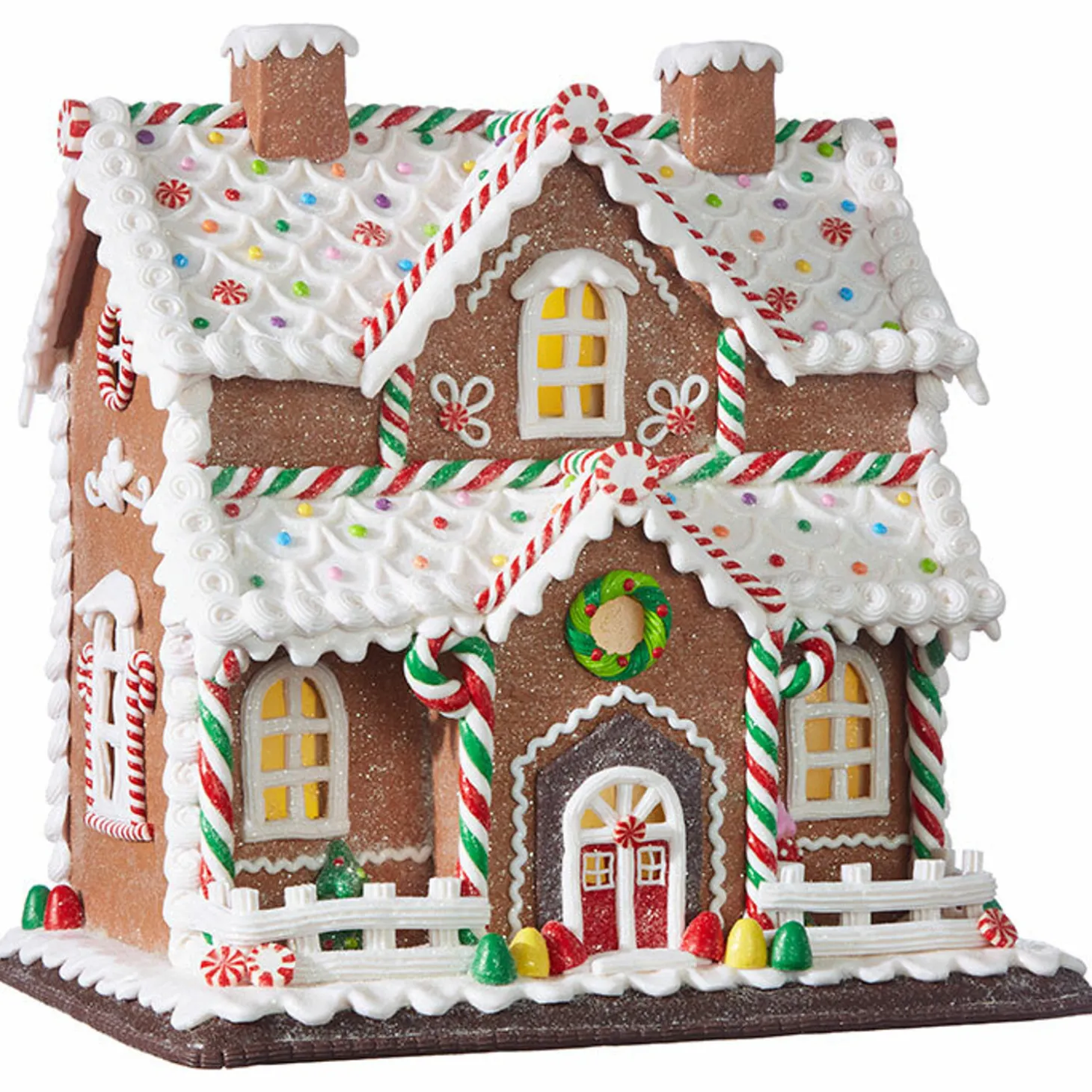 Raz 12.25" LED Lighted Two Story Gingerbread House Christmas Figure 4016095