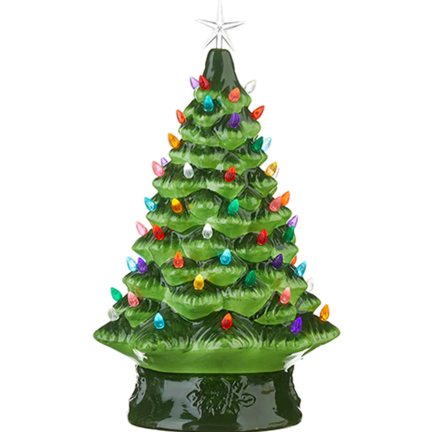 Raz 8", 13", Or 17" Battery Operated Lighted Green Ceramic Christmas Tree