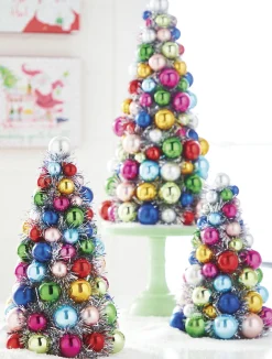 Raz 10", 13", Or 15.5" Multicolor Ball Ornament Christmas Tree