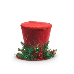 Raz 7", 10.5", Or 12" Red Top Hat Christmas Decoration