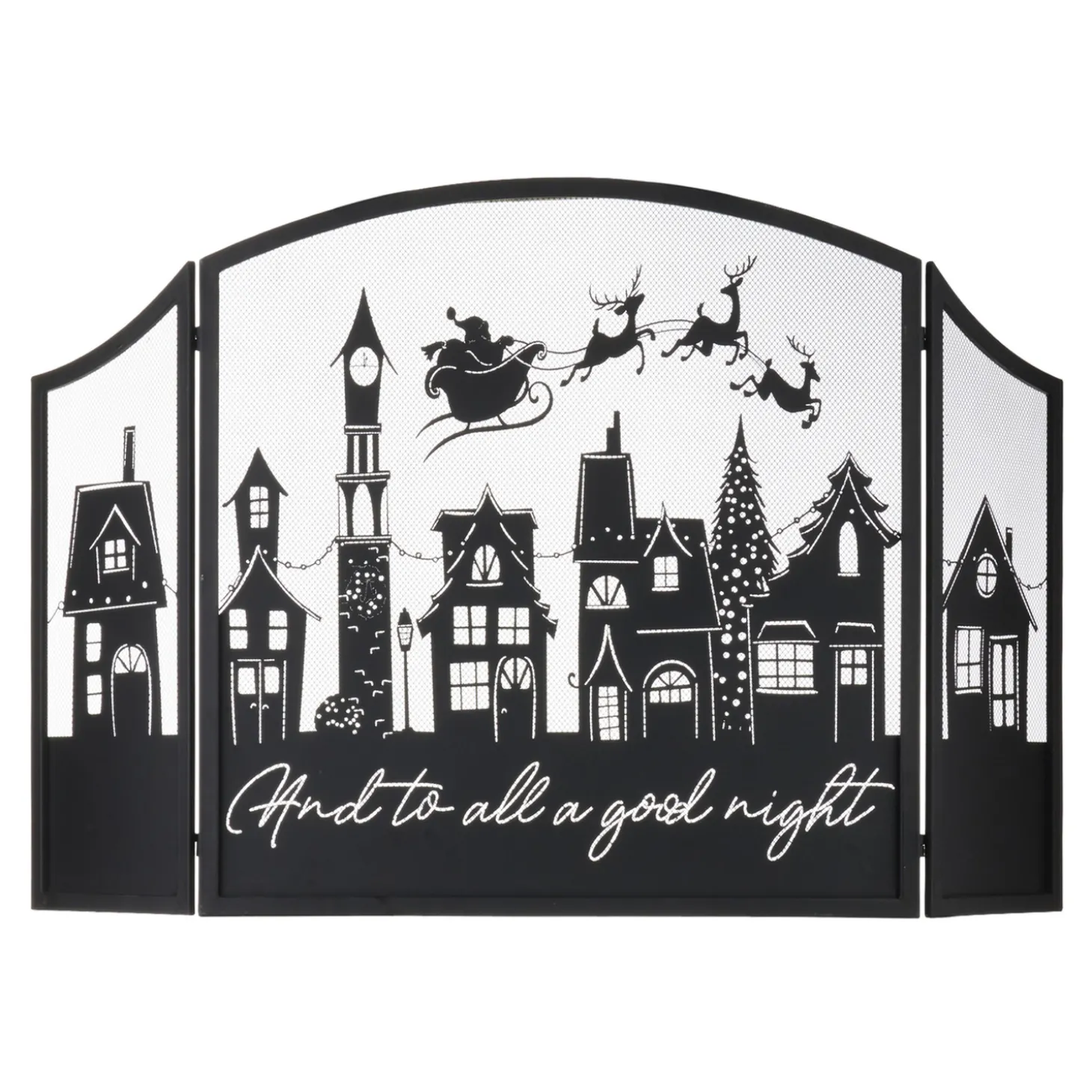 Raz 48" And To All A Good Night Christmas Fireplace Screen 4117027