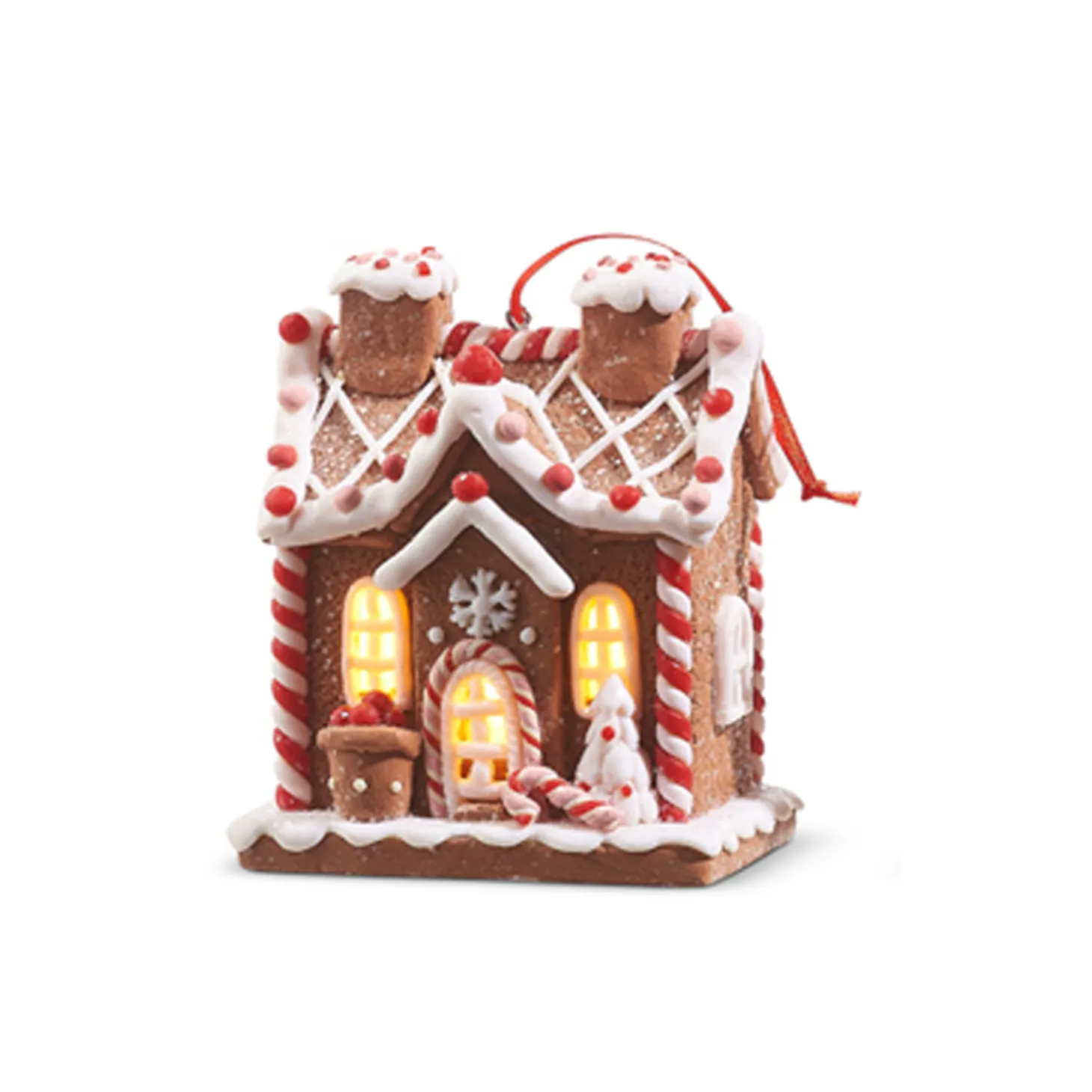 Raz 5" Battery Operated Lighted Pink And Red Gingerbread House Christmas Ornament 4316088