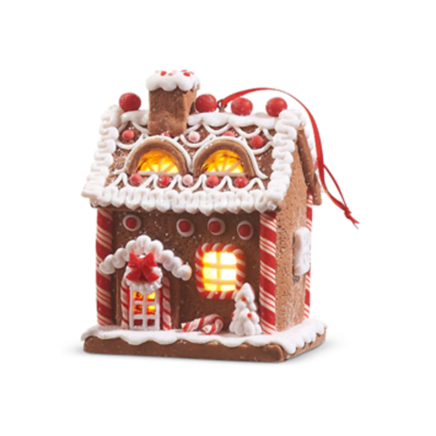 Raz 5" Battery Operated Lighted Pink And Red Gingerbread House Christmas Ornament 4316088