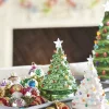 Raz 8" Battery Operated Lighted White Or Metallic Green Ceramic Christmas Tree