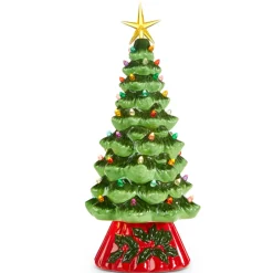 Raz 13.75" Battery Operated Rotating Lighted Ceramic Christmas Tree 4319111