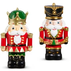 Raz 12.5" Black Hat Or Green Hat Lighted Nutcracker Christmas Decoration