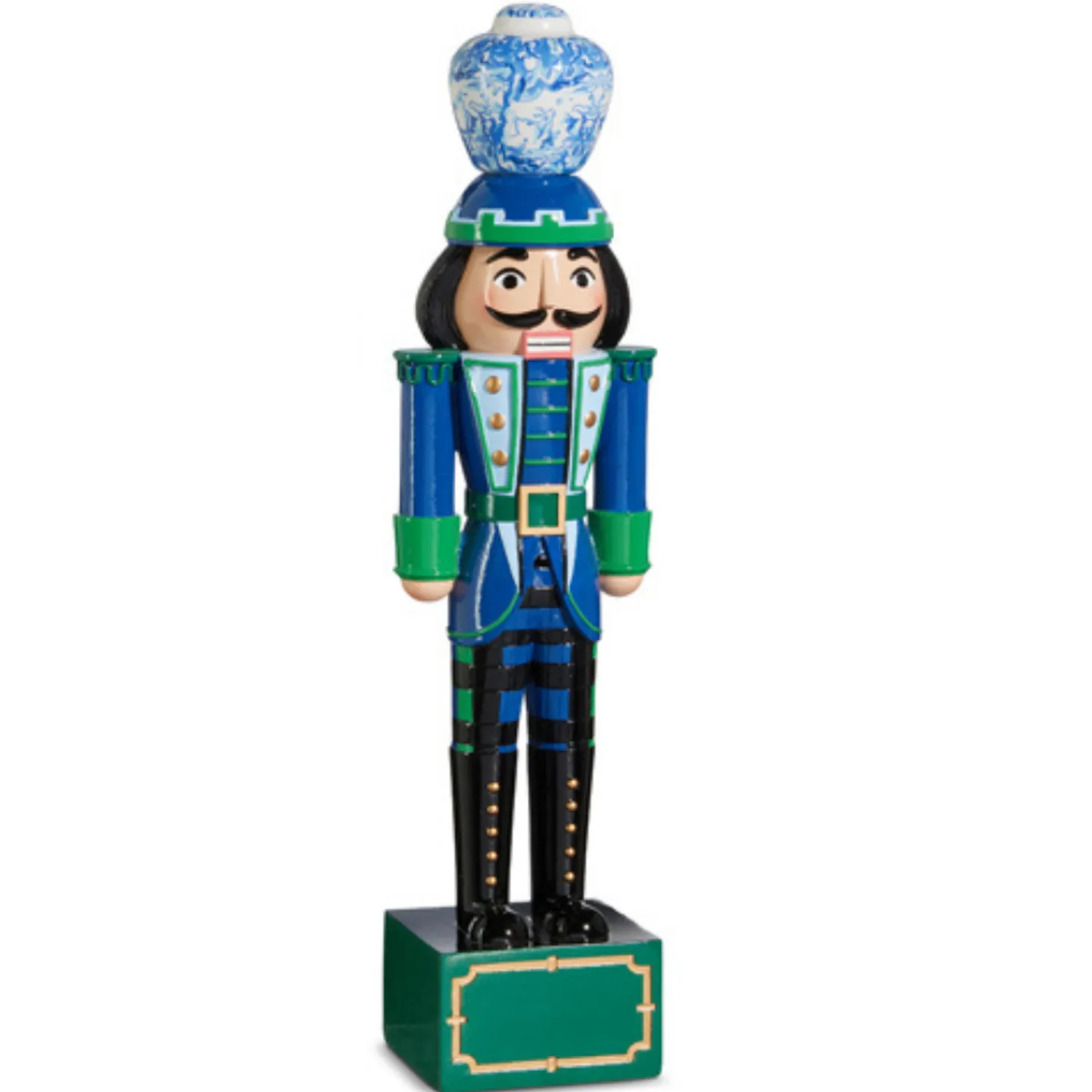 Raz 19" Black Watch Tartan And Delft Christmas Nutcracker Figure 4401628