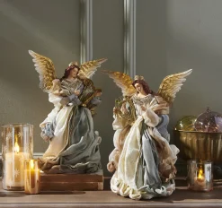 Raz 16" Blue Angel With Harp Christmas Figure 4310661