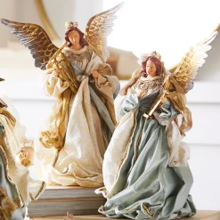 Raz 16" Blue Angel With Harp Christmas Figure 4310661